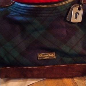 Dooney Bourke Handbag..navy green tartan plaid